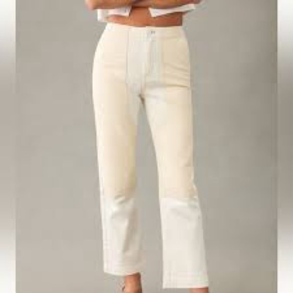 Madewell Cropped Straight-Leg Pants in Cream